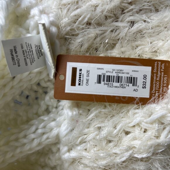 Sonoma Life+Style Ivory Infinity Scarf Soft Knit & Fuzzy Texture For Cozy Comfor - Picture 6 of 8